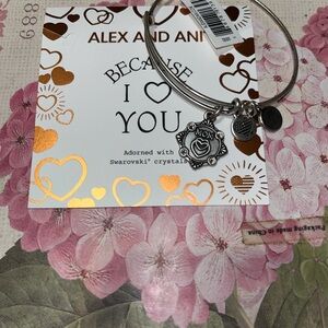 Alex and Ani Silver Mom Charm Bracelet